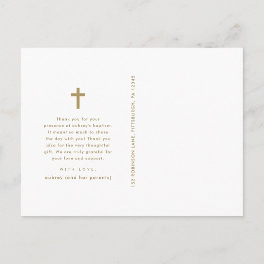 Eenvoudige Baptisme Hartelijk dank voor het Briefk Briefkaart (Achterkant)