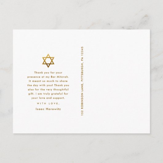Eenvoudige Bar Mitswa Dankjewel Ster van David-fot Briefkaart (Achterkant)