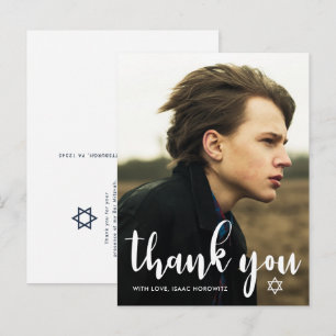 Eenvoudige Bar Mitswa Dankjewel Ster van David Fot Briefkaart