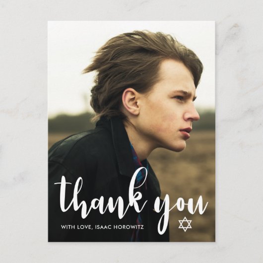 Eenvoudige Bar Mitswa Dankjewel Ster van David Fot Briefkaart (Voorkant)