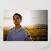 Eenvoudige bar mitswa foto folie uitnodiging (Voorkant)