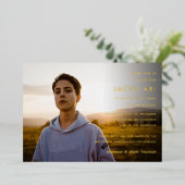 Eenvoudige bar mitswa foto folie uitnodiging (Staand Voorkant)