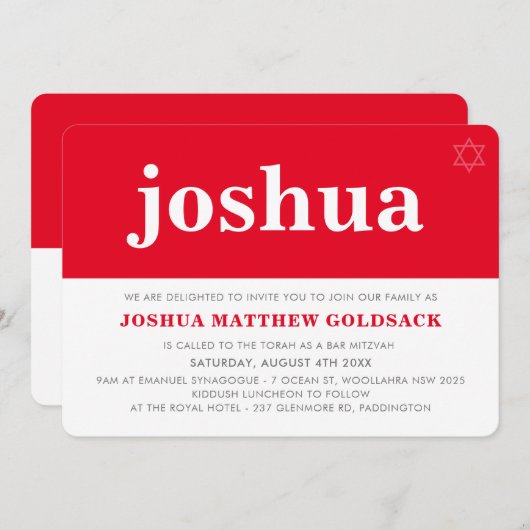 EENVOUDIGE BAR MITZVAH cool moderne joodse ster ro Kaart (Voorkant / Achterkant)