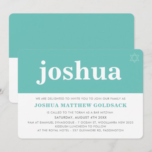 EENVOUDIGE BAR MITZVAH moderne minimale ster mintg Kaart (Voorkant / Achterkant)