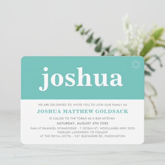 EENVOUDIGE BAR MITZVAH moderne minimale ster mintg Kaart (Staand voorkant)