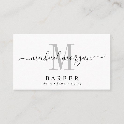 Eenvoudige Barber Hair Stylist Moderne Script Busi Visitekaartje (Voorkant)
