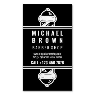 Eenvoudige Barber Pole Minimal Black White Magnetisch Visitekaartje