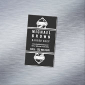 Eenvoudige Barber Pole Minimal Black White Magnetisch Visitekaartje (Voorbeeld)