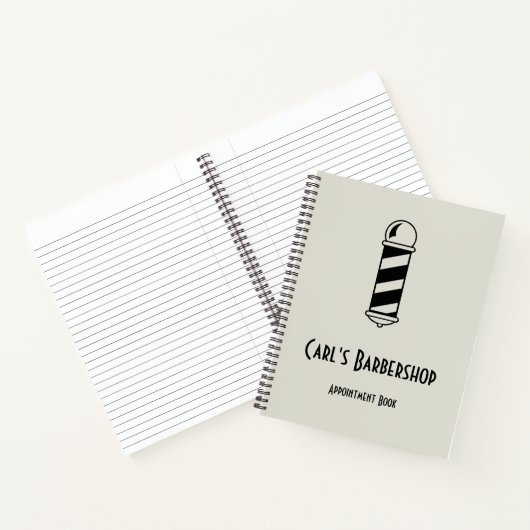 Eenvoudige Barber Pole & Text Sjabloon voor Barber Notitieboek (Binnen)