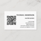 Eenvoudige Barber Shop Razor Logo QR Professional Visitekaartje (Achterkant)