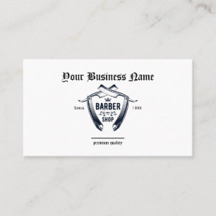 Eenvoudige Barber Shop Razor Logo QR Professional Visitekaartje