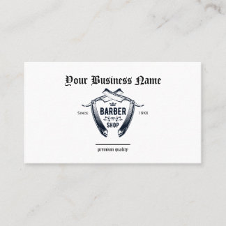 Eenvoudige Barber Shop Razor Logo QR Professional Visitekaartje
