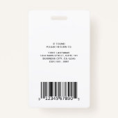 Eenvoudige barcode foto medewerker badge (Achterkant)