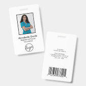 Eenvoudige barcode foto personeelslid badge (Voor- en achterkant)