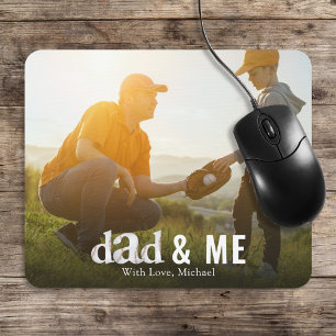 Eenvoudige Baseball-fotokalligrafie Papa en ik Muismat