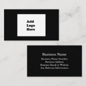 Eenvoudige Basic Black Business Logo Visitekaartje (Voorkant / Achterkant)