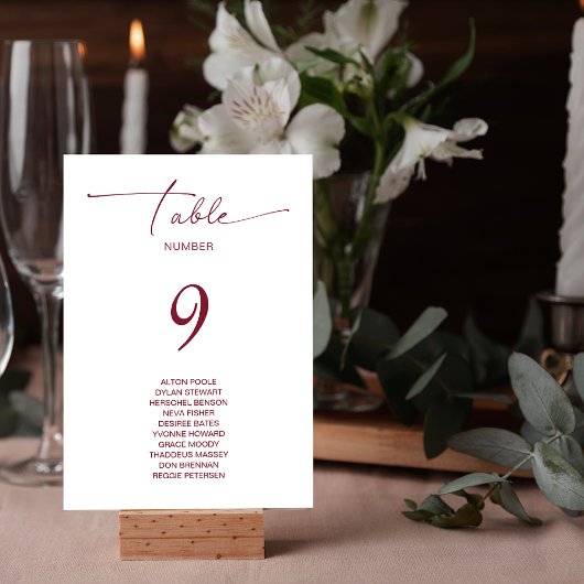Eenvoudige Basic Wedding Gast Namen Tabel Nummer Kaart
