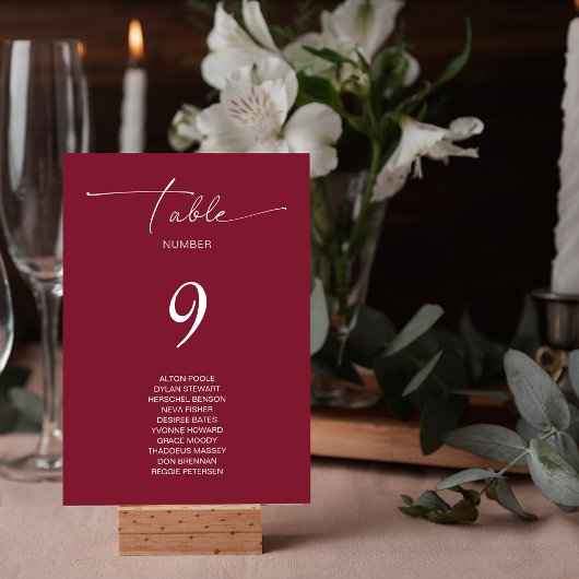 Eenvoudige Basic Wedding Gast Namen Tabel Nummer Kaart