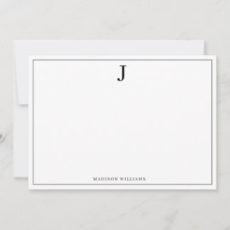 Eenvoudige Basic zwart monogram vierkante rand Notitiekaartje
