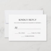 Eenvoudige Basic Zwart-wit bruiloft RSVP (Voorkant)