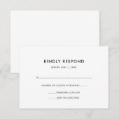 Eenvoudige Basic Zwart-wit Maaltijd Keuze RSVP Kaartje (Voorkant / Achterkant)