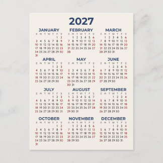 Eenvoudige Basis 2027 Agenda Minimaal Jouw Kleuren Briefkaart
