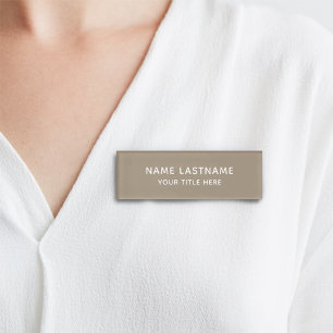 Eenvoudige Basis Bruine Zand Beige Minimaal Modern Naambadge
