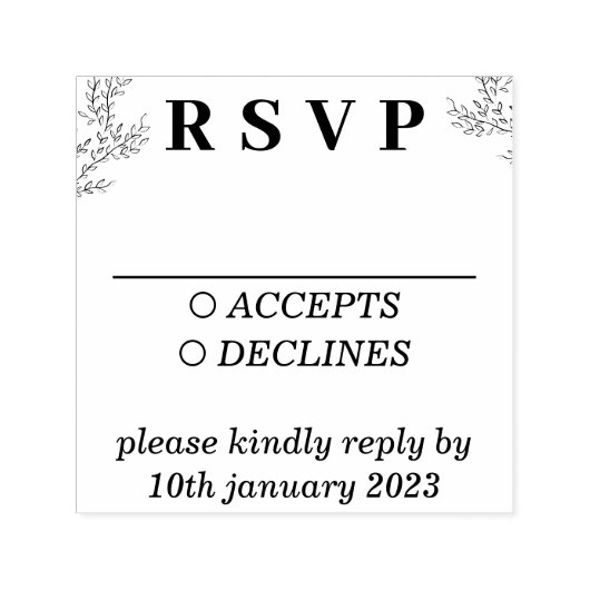 Eenvoudige basis Ivy bloemenbruiloft Zelfinktende Stempel (Design)