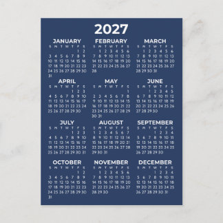 Eenvoudige Basis Marineblauwe 2027 Agenda Minimaal Briefkaart