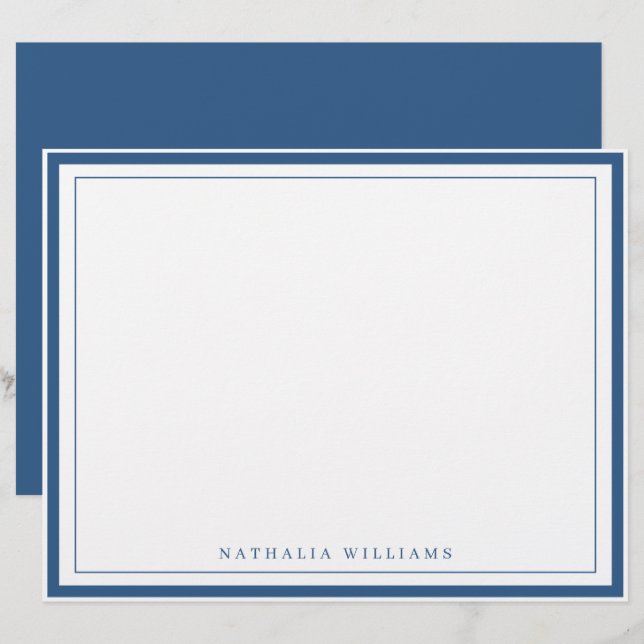 Eenvoudige basis marineblauwe rand briefpapier briefhoofd (Voorkant / Achterkant)