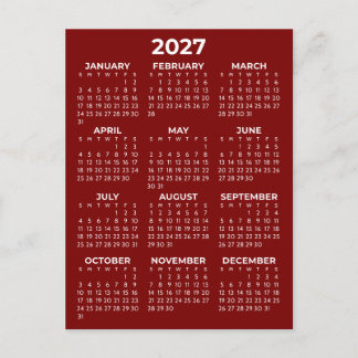 Eenvoudige Basis Rode 2027 Agenda Minimalistisch Briefkaart