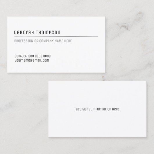 Eenvoudige basis wit helder en schoon pro visitekaartje (Voorkant / Achterkant)