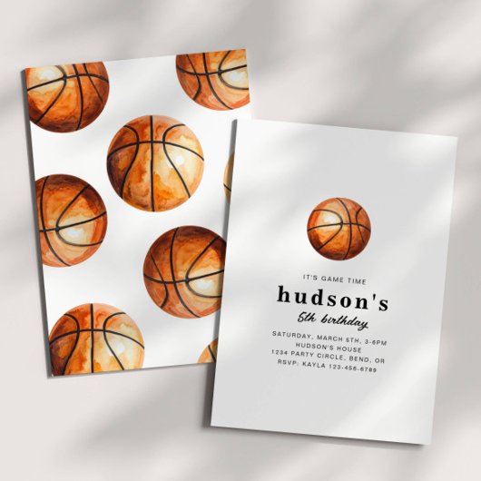 Eenvoudige basketbal verjaardagsuitnodiging kaart
