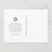 Eenvoudige Bat Mitzvah Dankjewel Ster van David Fo Briefkaart (Achterkant)