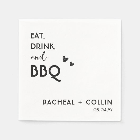 Eenvoudige BBQ Engagement Party Weddenschap Cockta Servet (Voorkant)