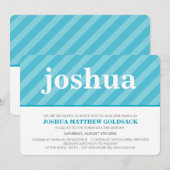 EENVOUDIGE BBT MITZVAH Knap streepjespatroon aquab Kaart (Voorkant / Achterkant)