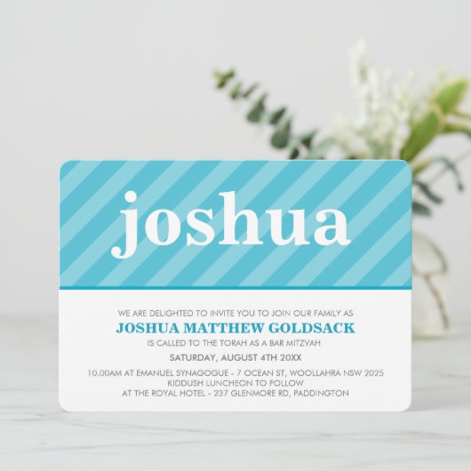 EENVOUDIGE BBT MITZVAH Knap streepjespatroon aquab Kaart (Staand voorkant)