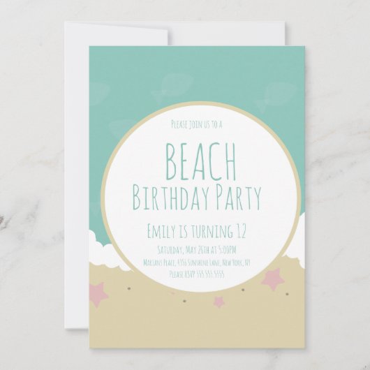 Eenvoudige 'Beach Birthday'-sessie Kaart (Voorkant)