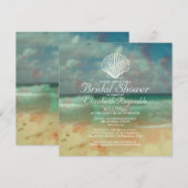 Eenvoudige Beach Destination Bridal Shower-uitnodi Kaart (Voorkant / Achterkant)