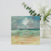 Eenvoudige Beach Destination Bridal Shower-uitnodi Kaart (Staand voorkant)