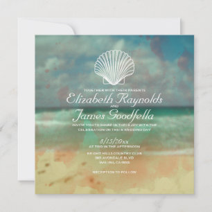 Eenvoudige Beach Destination Wedding-uitnodigingen Kaart