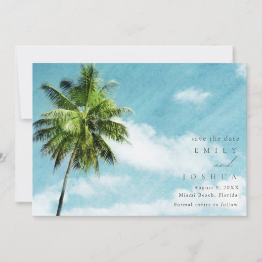 Eenvoudige Beach foto bruiloft Save The Date (Voorkant)