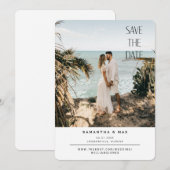 Eenvoudige Beach Foto Wit Afgerond Save the Date (Voorkant / Achterkant)