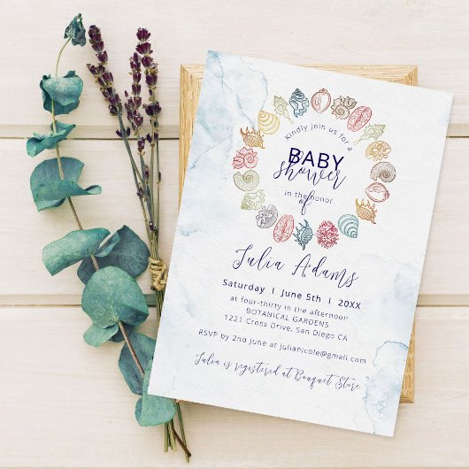 Eenvoudige Beach Ocean Seashell Krans Baby shower Kaart