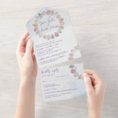 Eenvoudige Beach Ocean Seashell krans bruiloft All In One Uitnodiging (Afscheurbaar)