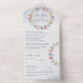 Eenvoudige Beach Ocean Seashell krans bruiloft All In One Uitnodiging (Binnen)