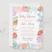 Eenvoudige Beach Ocean Seashell krans bruiloft Kaart (Voorkant)