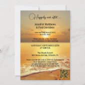 Eenvoudige Beach Sunset Weddenschappen Reception F Kaart (Voorkant)