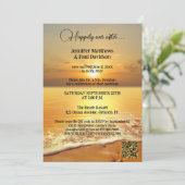Eenvoudige Beach Sunset Weddenschappen Reception F Kaart (Staand voorkant)