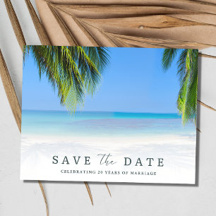 Eenvoudige Beach Vow Vernieuwing Save the Date Aankondigingskaart